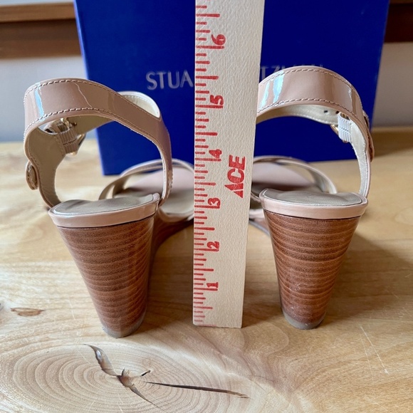 STUART WEITZMAN NEXTWEDGE ADOBE ANILINE SANDAL 9 LEATHER ADJ STRAP SUMMER CHIC - Picture 6 of 11